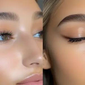 Close-up of natural eyebrow and makeup look.