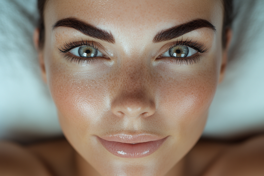 Close-up of a smiling woman's face.