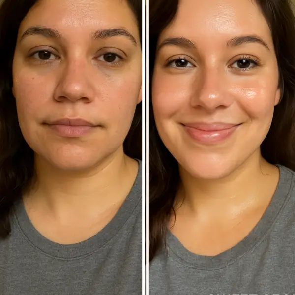 Before and after, woman's skin improvement
