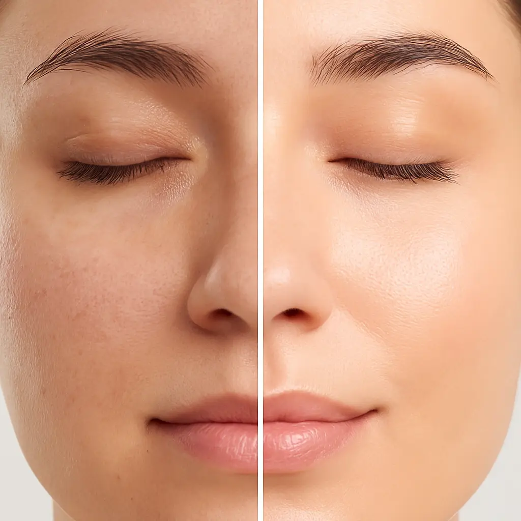Before and after skin treatment comparison