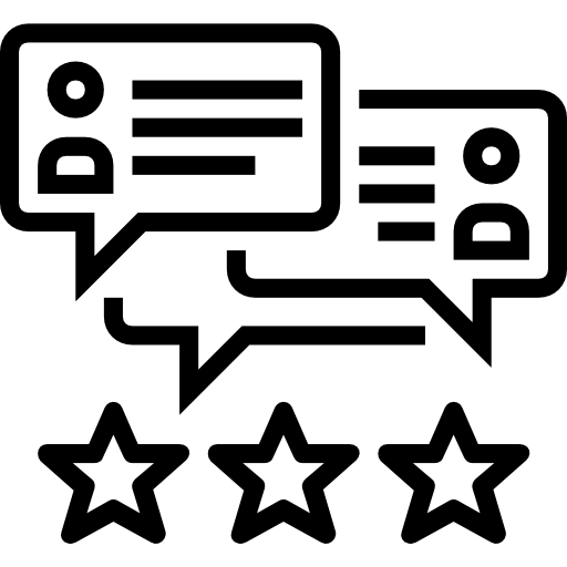 Customer reviews with star ratings icons