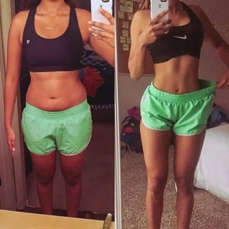 Before and after fitness transformation comparison.