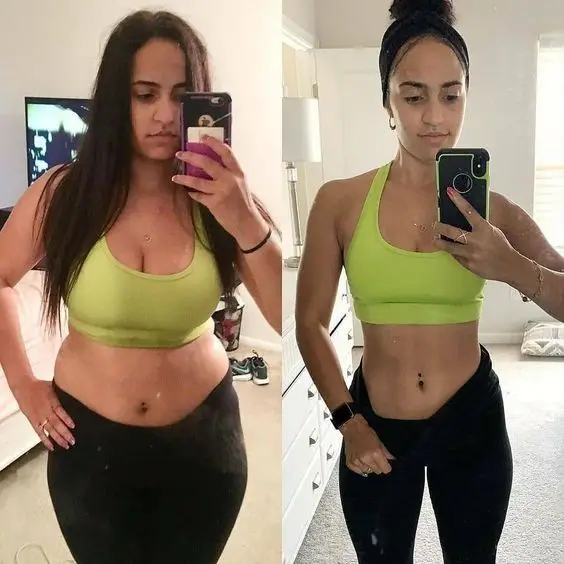 Before and after weight loss transformation.