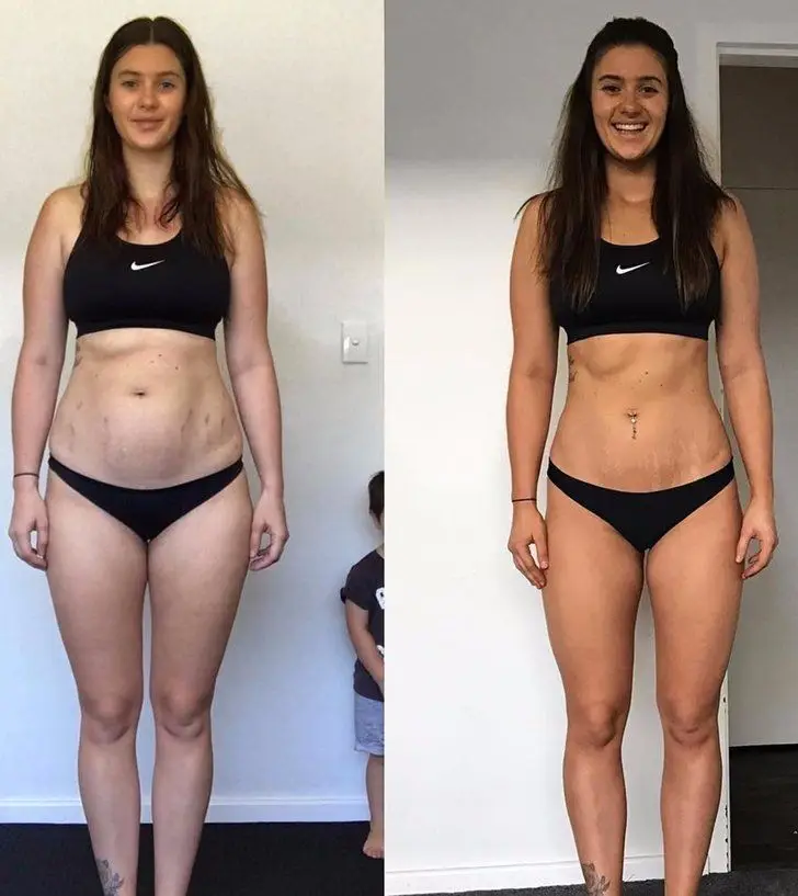 Fitness transformation before and after comparison.