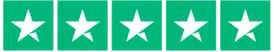 Five-star rating on green background